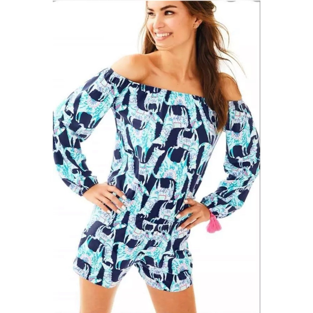 Lilly Pulitzer Lana romper‎ llama print size XS - off the shoulder